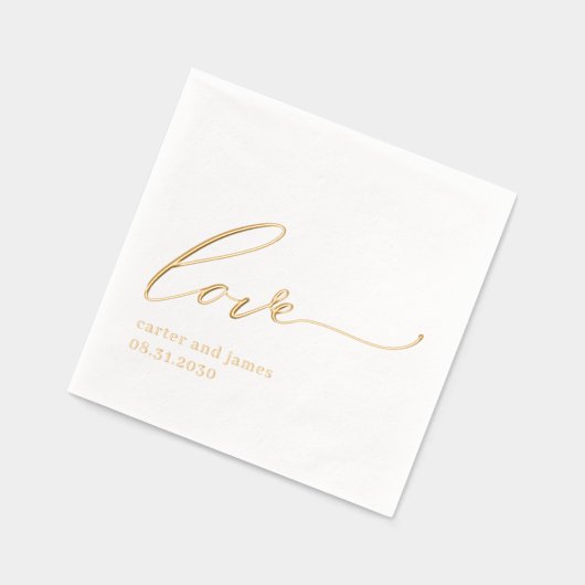 Eenvoudige liefde Folie gestempeld bruiloft servet (Links)