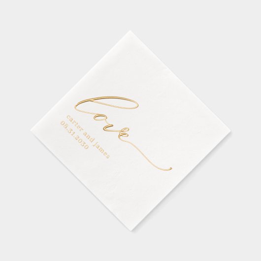 Eenvoudige liefde Folie gestempeld bruiloft servet (Rechts)