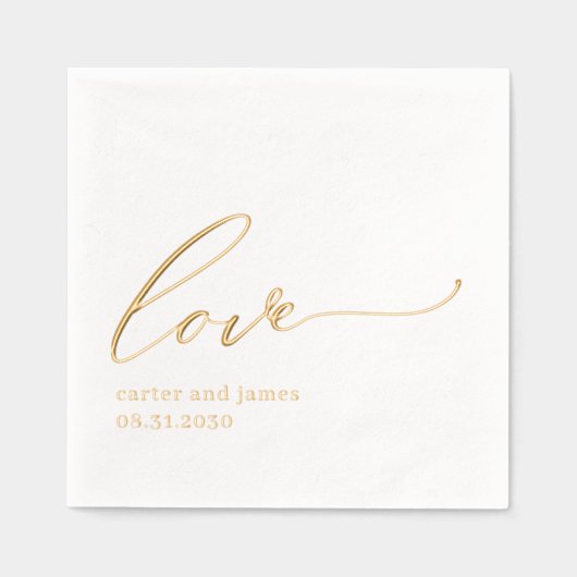 Eenvoudige liefde Folie gestempeld bruiloft servet (Voorkant)