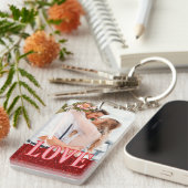 Eenvoudige Liefde Foto en Tekst Bericht Valentijns Sleutelhanger (Voorkant Rechts)