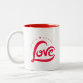 Eenvoudige liefde hart Valentijnsdag Tweekleurige Koffiemok (Links)