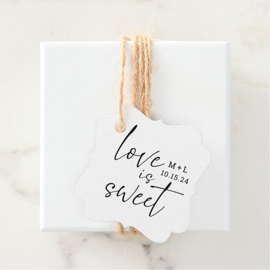 Eenvoudige liefde is zoete kalligrafie bruiloft bedankjes labels (In situ)