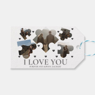 Eenvoudige Liefde Puzzel Valentijnsdag paar 5 foto Cadeaulabel