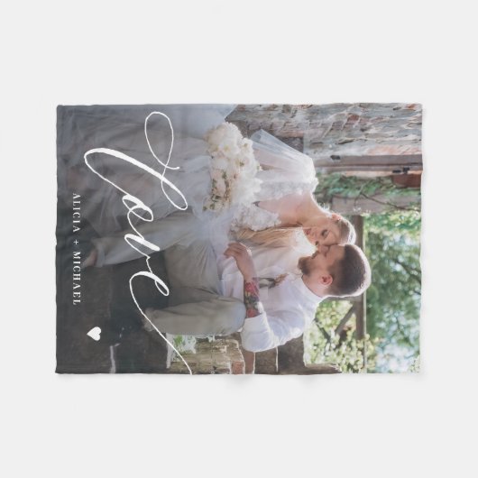 Eenvoudige liefde script foto gepersonaliseerd fleece deken (Voorkant (Horizontaal))