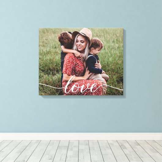 Eenvoudige liefde script gepersonaliseerde foto canvas afdruk (Insitu (Houten vloer))