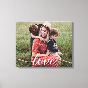 Eenvoudige liefde script gepersonaliseerde foto canvas afdruk