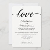 Eenvoudige Liefde Script Wegloop Huwelijksreceptie Kaart (Voorkant)