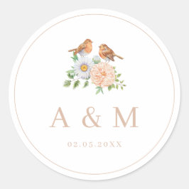 Eenvoudige liefde vogels ronde sticker