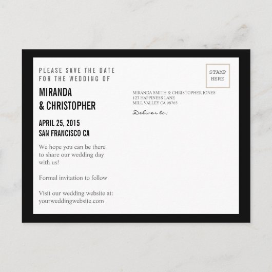 Eenvoudige liefde Ze zei ja sparen het Briefkaart  (Achterkant)