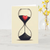 Eenvoudige Liefdes Zandloper Kaart (Gele Bloem)