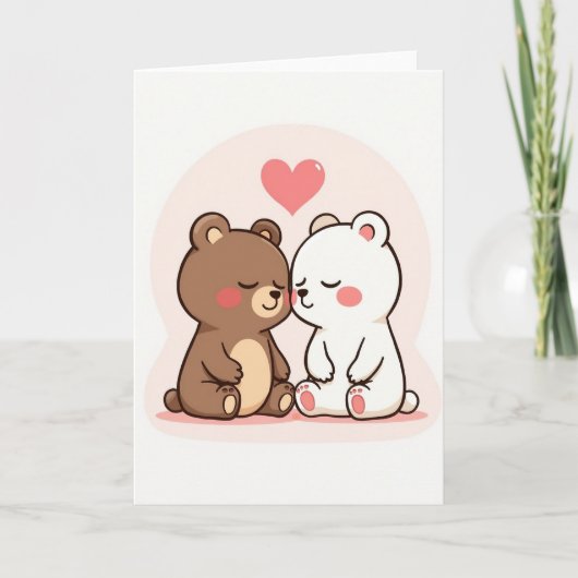 Eenvoudige Liefdesberenkaart Kaart (Voorkant)