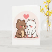 Eenvoudige Liefdesberenkaart Kaart (Gele Bloem)