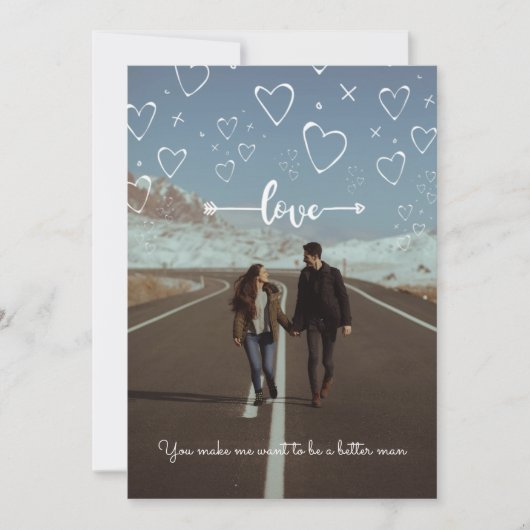 Eenvoudige liefdesharten met een foto-feestdag-Kaa Bedankkaart (Voorkant)