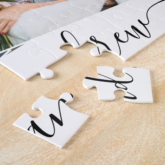 Eenvoudige liefdesnamen 4 foto-collage bruiloft legpuzzel (Zijkant)