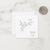 Eenvoudige lijn Art Foliage dank u Monogram Blank Notitiekaartje (Voorkant / Achterkant in situ)