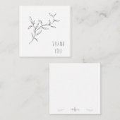 Eenvoudige lijn Art Foliage dank u Monogram Blank Notitiekaartje (Voorkant / Achterkant)