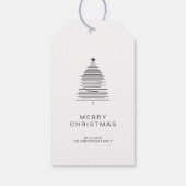 Eenvoudige lijn Art Merry-kerstboom Cadeaulabel (Achterkant)