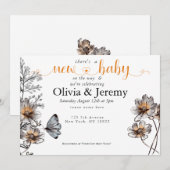 Eenvoudige lijn Art Terracotta Poppies Baby shower Kaart (Voorkant / Achterkant)