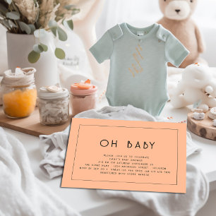 Eenvoudige lijn rand perzik OH Baby shower Kaart