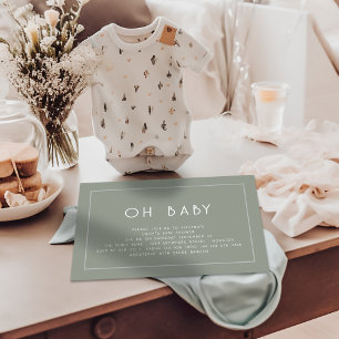 Eenvoudige Lijn Rand Sage Groen OH Baby shower Kaart