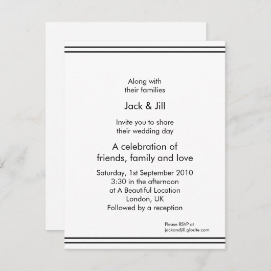 Eenvoudige lijn (wit) 4,25x5.5 kaart (Voorkant / Achterkant)