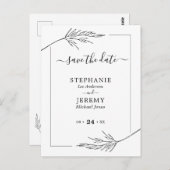 Eenvoudige lijn zwart-wit opslaan Datum Briefkaart (Voorkant / Achterkant)