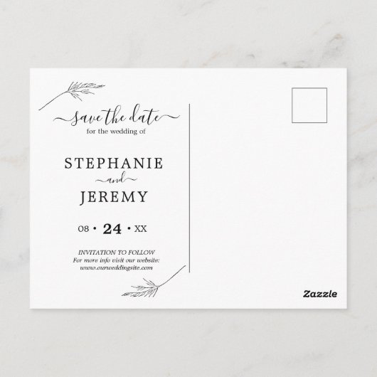 Eenvoudige lijn zwart-wit opslaan Datum Briefkaart (Achterkant)