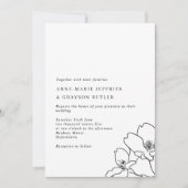 Eenvoudige lijn Zwarte en Witte Bloemen Band Kaart (Voorkant)