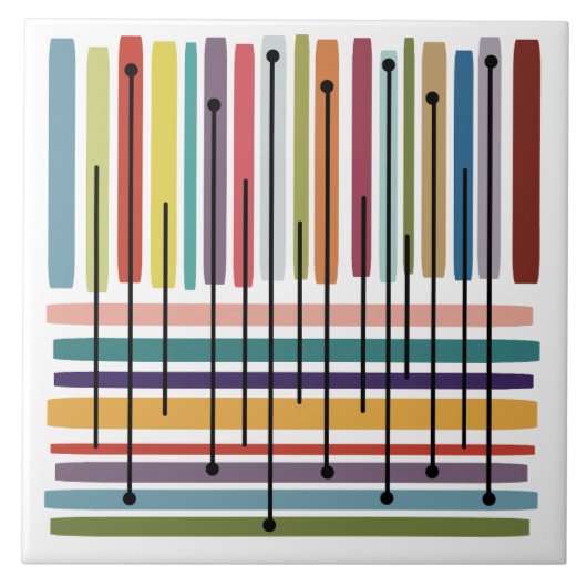 Eenvoudige lijnen Abstracte Kleurrijke Kunst Tegeltje (Voorkant)