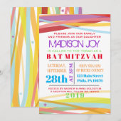 Eenvoudige lijnen Bat Bar Mitzvah Uitnodiging (Voorkant / Achterkant)