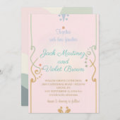 Eenvoudige lijnen en zachte kleuren bruiloft uitno kaart (Voorkant / Achterkant)