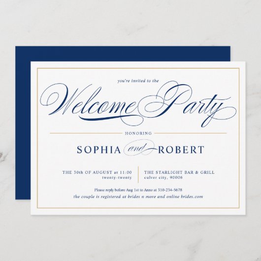 Eenvoudige lijnen kalligrafie elegante welkomstfee kaart (Voorkant / Achterkant)