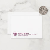 Eenvoudige lijnen Monogram Eerste letter van de na Notitiekaartje (Voorkant / Achterkant in situ)