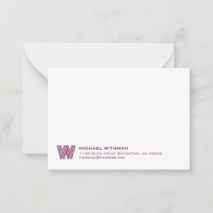 Eenvoudige lijnen Monogram Eerste letter van de na Notitiekaartje