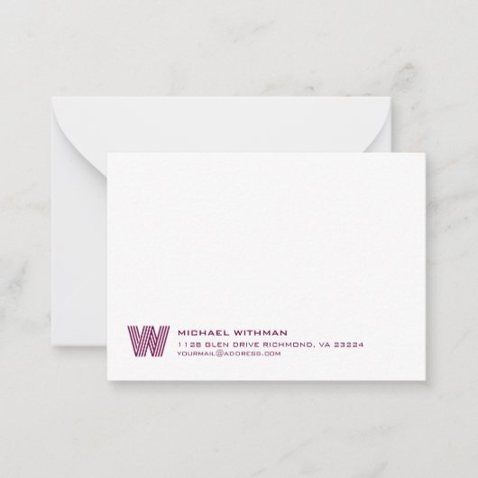 Eenvoudige lijnen Monogram Eerste letter van de na Notitiekaartje (Voorkant)