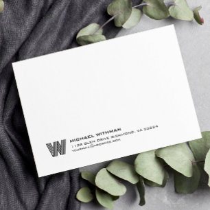 Eenvoudige lijnen Monogram Eerste letter van de na Notitiekaartje