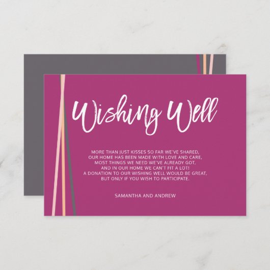 Eenvoudige lijnen retro typografie wensen goed huw informatiekaartje (Voorkant / Achterkant)