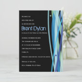 Eenvoudige lijnenbalie uitnodiging mitzvah (Staand voorkant)