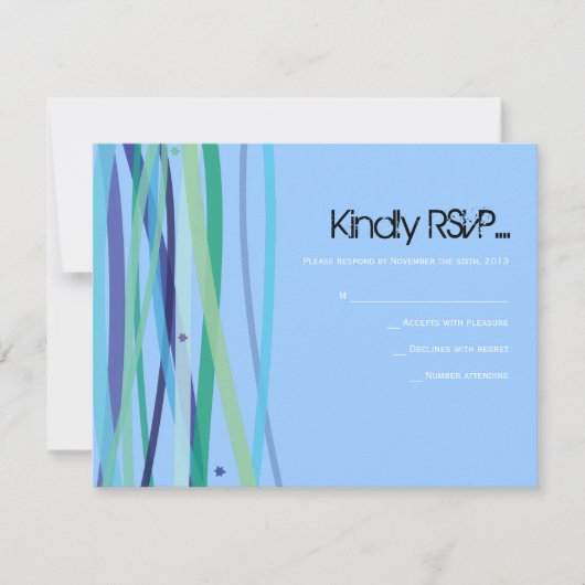 Eenvoudige lijnenbalk Mitzvah Reply Card RSVP Kaartje (Voorkant)