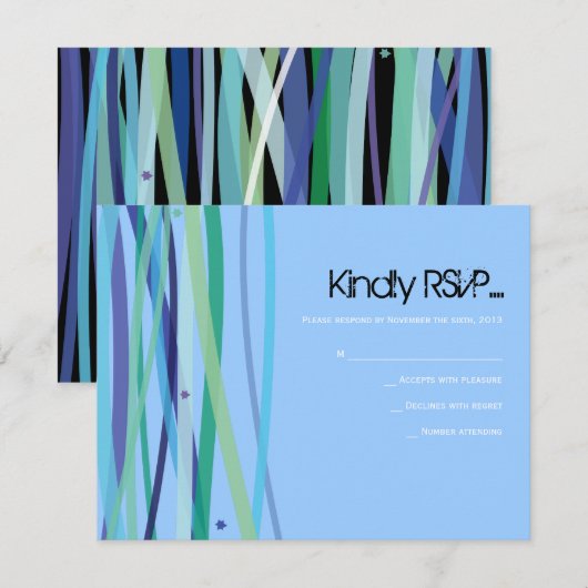 Eenvoudige lijnenbalk Mitzvah Reply Card RSVP Kaartje (Voorkant / Achterkant)