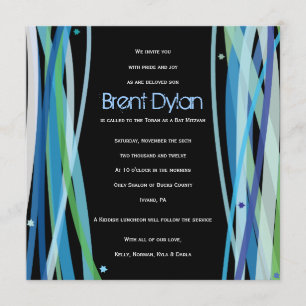 Eenvoudige lijnenbalk Mitzvah-uitnodiging Kaart