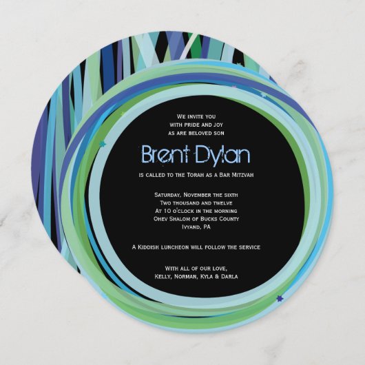 Eenvoudige lijnenbalk Mitzvah-uitnodiging Kaart (Voorkant / Achterkant)
