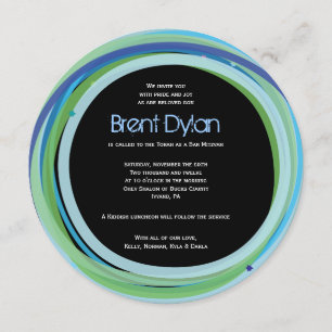 Eenvoudige lijnenbalk Mitzvah-uitnodiging Kaart