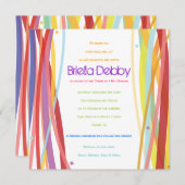 Eenvoudige lijnenbalk Mitzvah-uitnodiging Kaart (Voorkant / Achterkant)