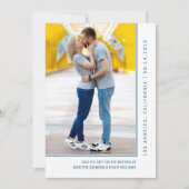 Eenvoudige lijnfoto De datum opslaan | Blauw Save The Date (Voorkant)