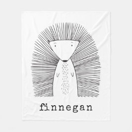 Eenvoudige lijntekening Cute Porcupine Simple Line Fleece Deken