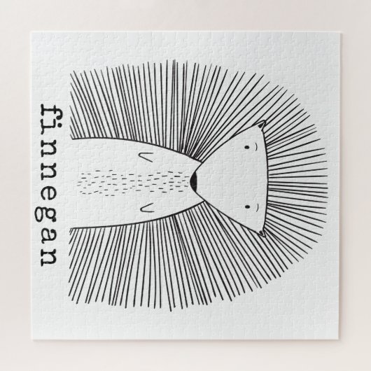 Eenvoudige lijntekening Cute Porcupine Simple Line Legpuzzel (Horizontaal)