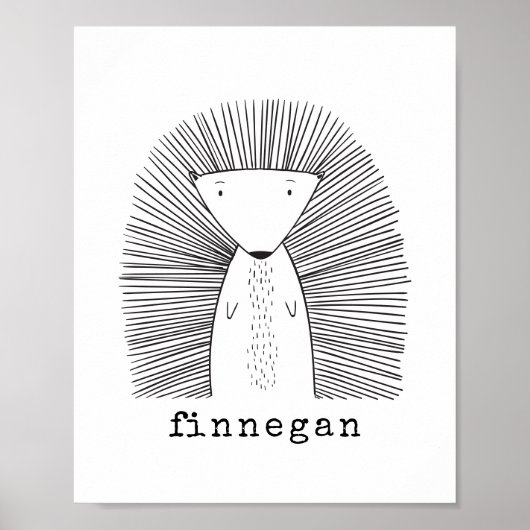 Eenvoudige lijntekening Cute Porcupine Simple Line Poster (Voorkant)