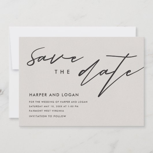 Eenvoudige Lijnwerk Save the Date Kaart (Voorkant)