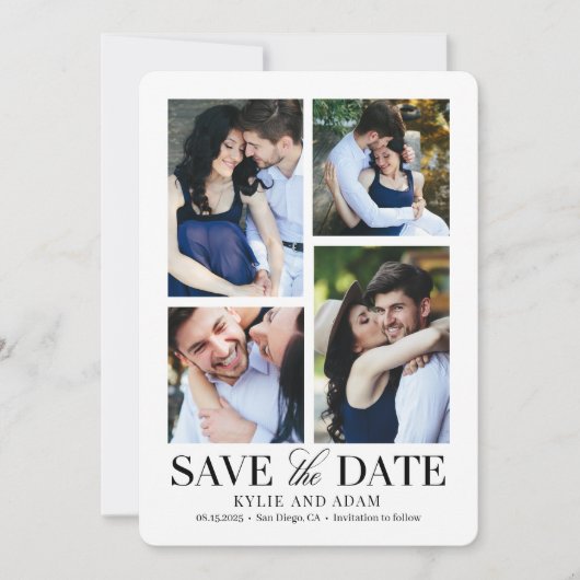Eenvoudige lijst EDITABLE KLEUR Save The Date Kaar Bedankkaart (Voorkant)